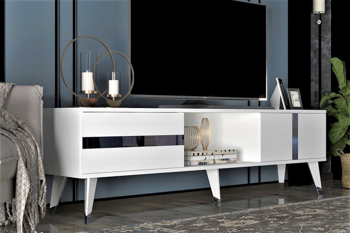 Hanah Home Vania Soporte de TV Blanco y Plata